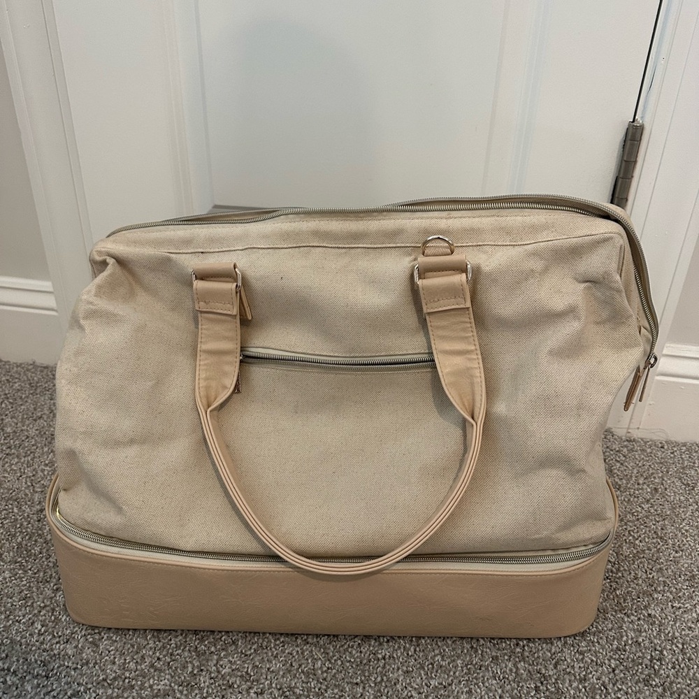 BEIS Beige Canvas weekender Bag